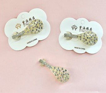 Full Rhinestone Pipa‑Shaped Hair Clip