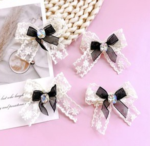 Lace bow tie hair clip