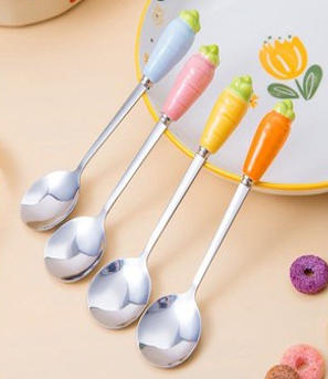 Stainless Steel Teaspoon with Carrot‑Shaped Handle