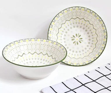 Green Sunflower Wide‑Mouth Bowl