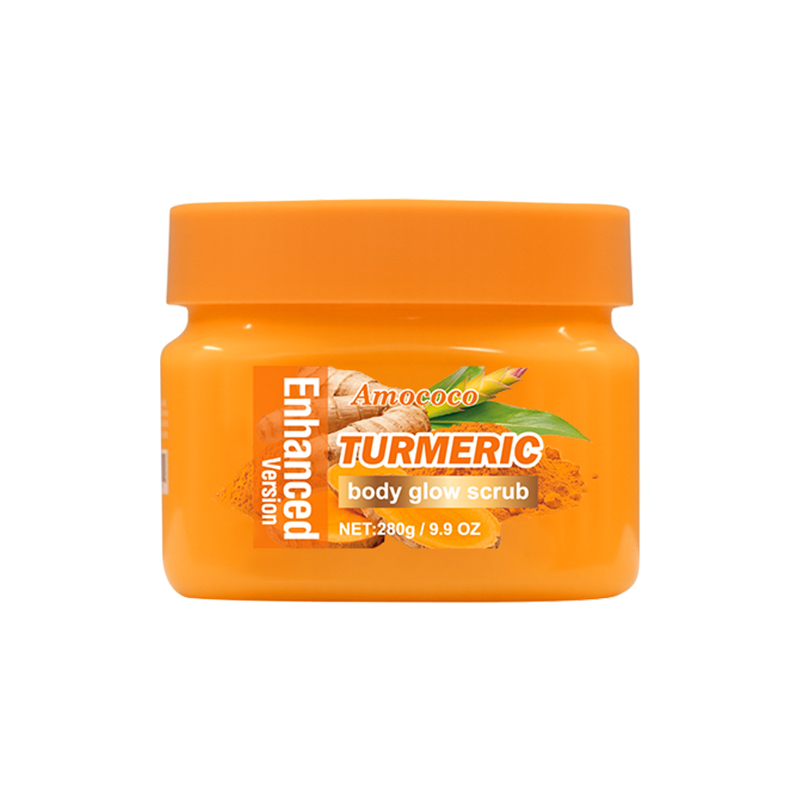 Amococo Turmeric Body Glow Scrub – Deep Exfoliating Scrub for Dark Spots, Hyperpigmentation, Acne on Back & Dark Joints, Moisturizing & Brightening, 280g/9.9oz