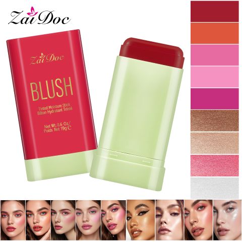 ZaiDoc On-the-Glow Blush Tinted Moisture Stick – 3-in-1 Multi-Functional Cream Makeup Stick for Eyeshadow, Blush, Highlighter, Contour & Lips, Waterproof 12-Hour Long-Wear, Silky Hydrating Formula, 19
